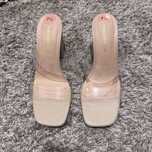 Madden Girl Nude Clear Strap Heeled Sandals